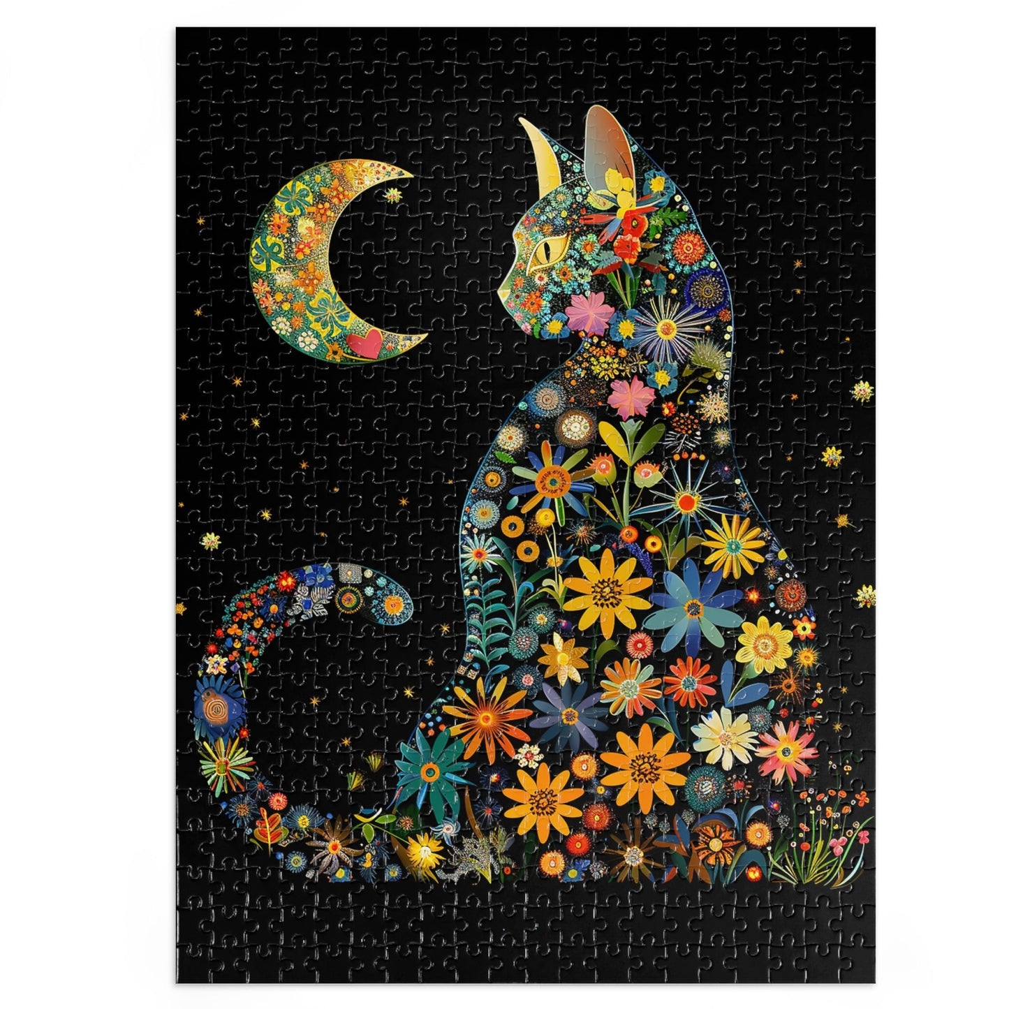 Flower Cat with the Night Sky Jigsaw Puzzle (30, 110, 252, 500,1000-Piece)