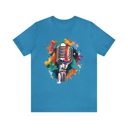 Water Color Microphone Unisex Jersey Short Sleeve Tee