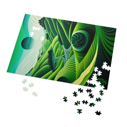 Abstract Green Rolling Fields Jigsaw Puzzle (30, 110, 252, 500,1000-Piece)