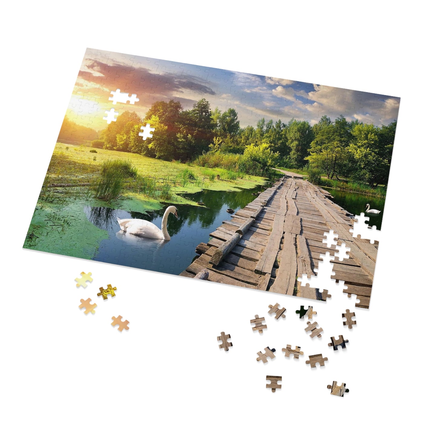 Sunset on Swan Lake  Jigsaw Puzzle (30, 110, 252, 500,1000-Piece)