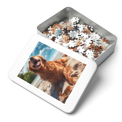 Happy Golden Retriever at the Beach  Jigsaw Puzzle (30, 110, 252, 500,1000-Piece)