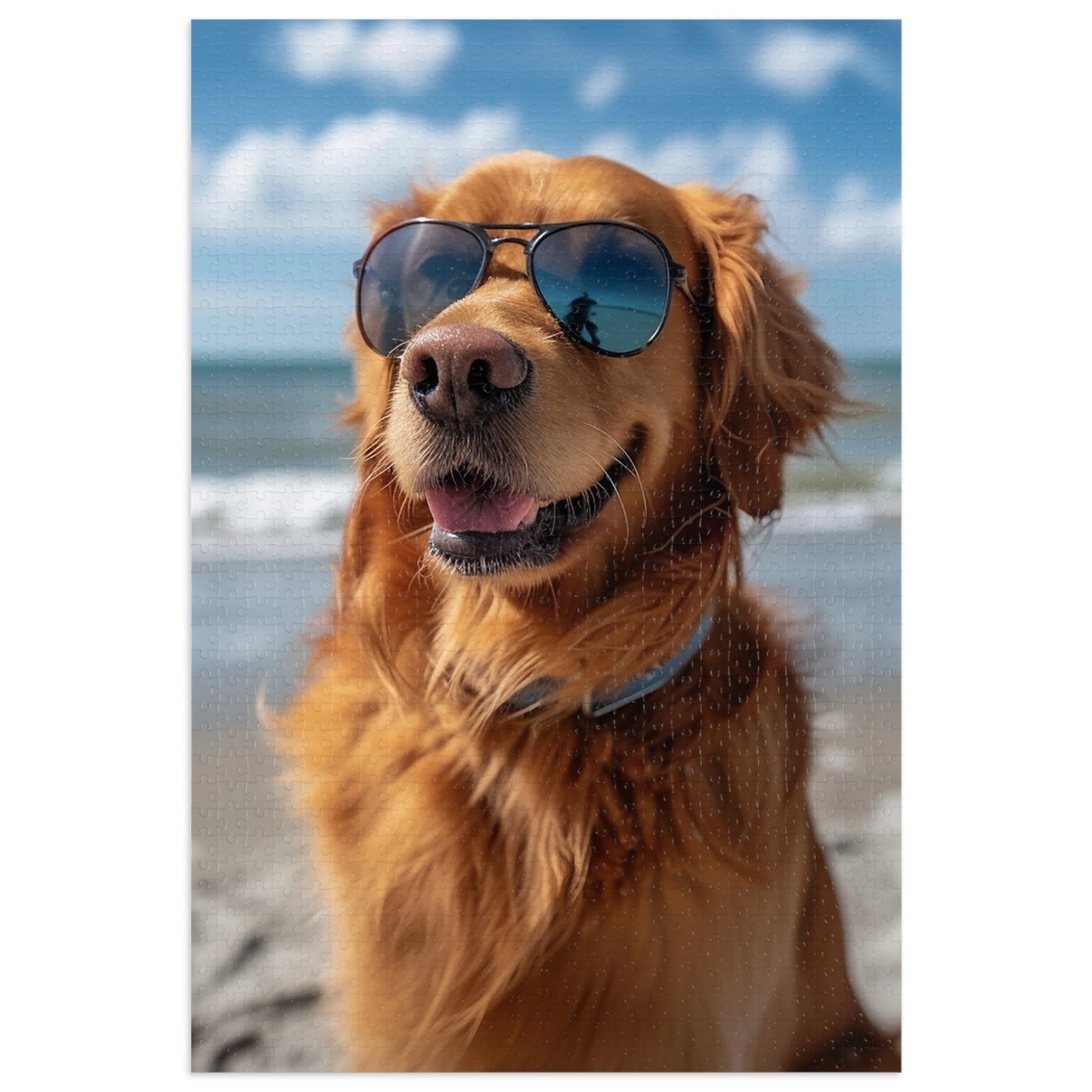 Golden Retriever Sunny at the Beach  Jigsaw Puzzle (30, 110, 252, 500,1000-Piece)