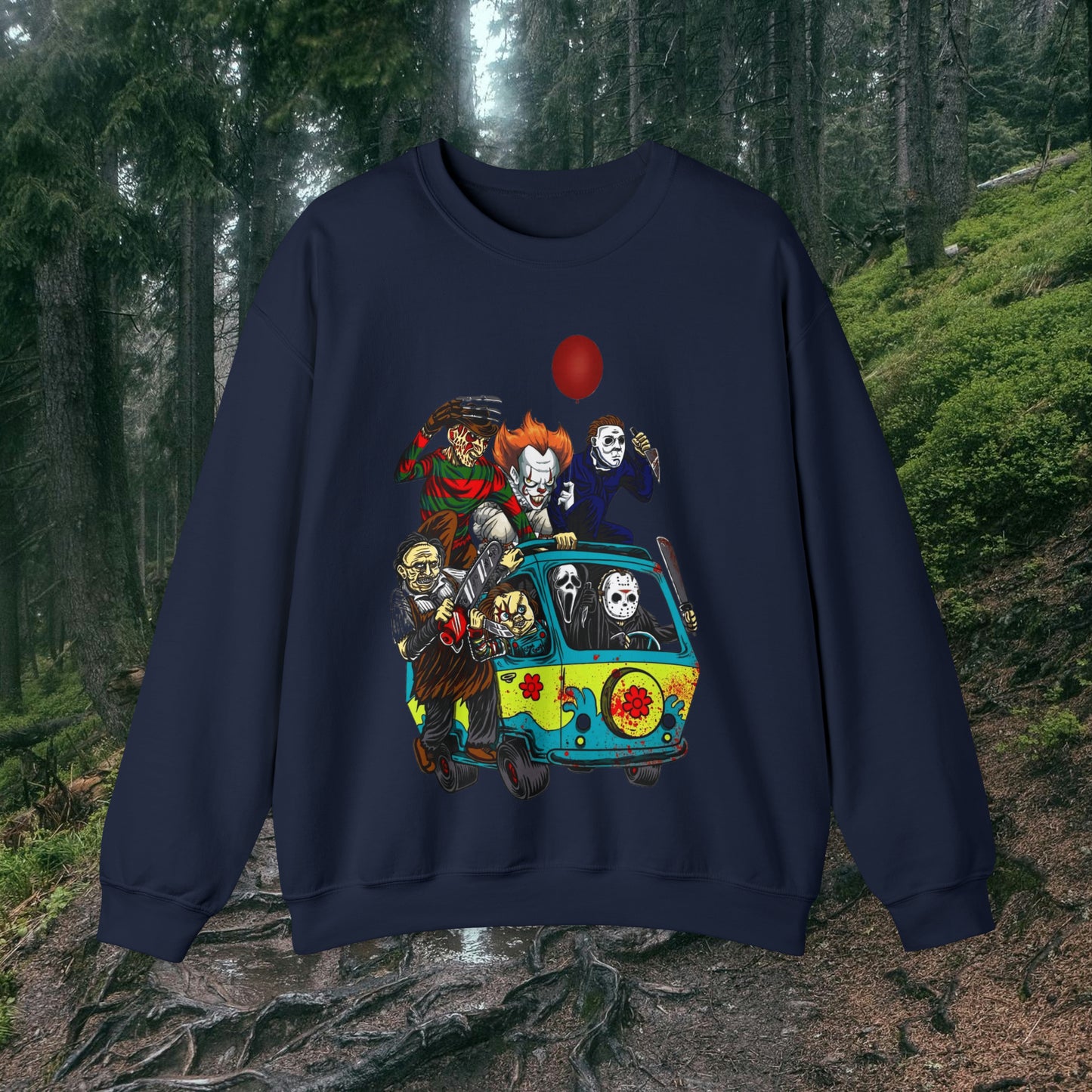 Mystery Machine Horror Friends Halloween Unisex Heavy Blend™ Crewneck Sweatshirt