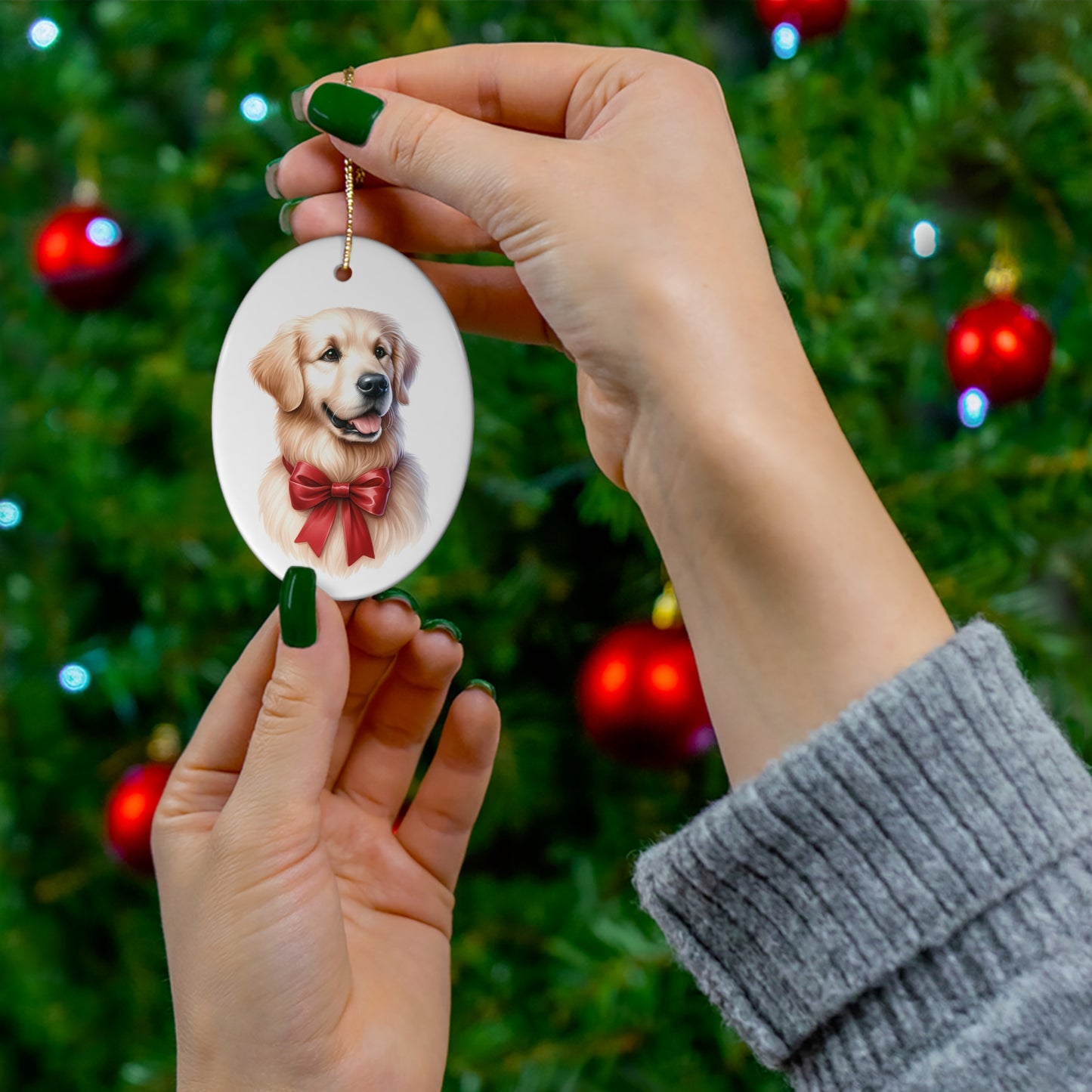 Golden Retriever Christmas Ceramic Ornament