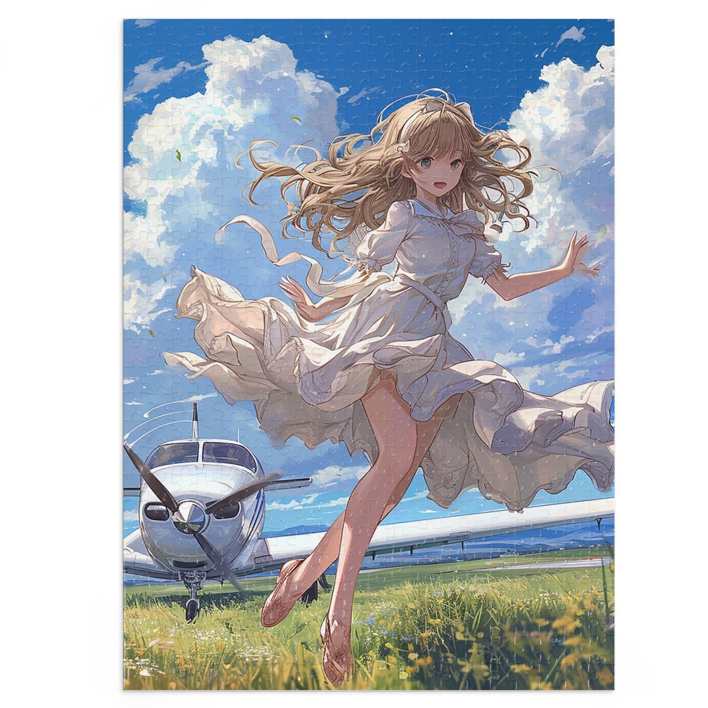 Young Anime Girl and her Airplane Jigsaw Puzzle (30, 110, 252, 500,1000-Piece)