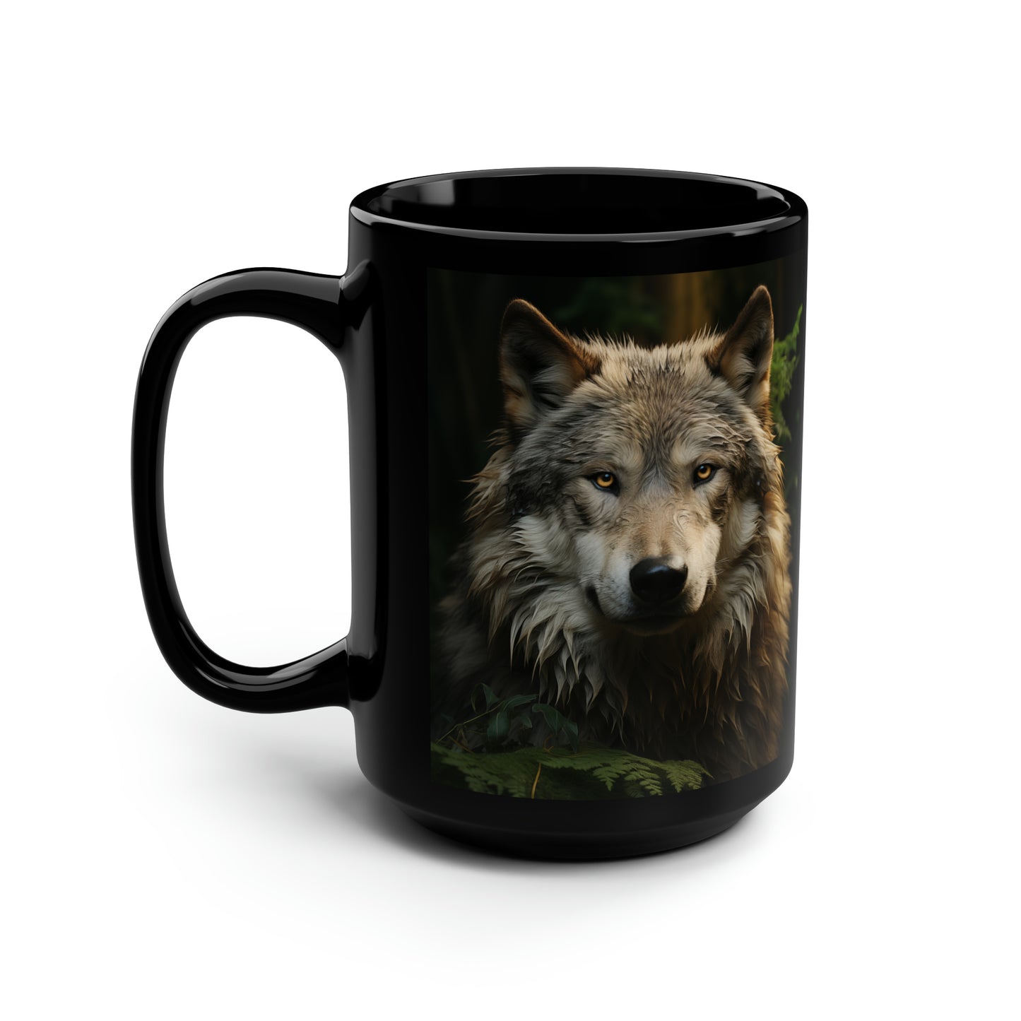 Hope Wolf  Black Mug, 15oz