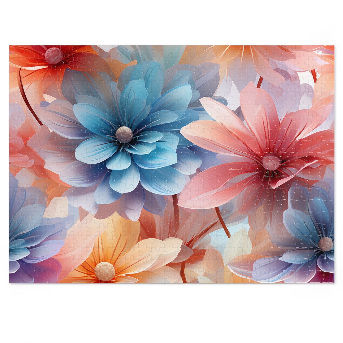 Pretty Pastel Flowers Jigsaw Puzzle (30, 110, 252, 500,1000-Piece)