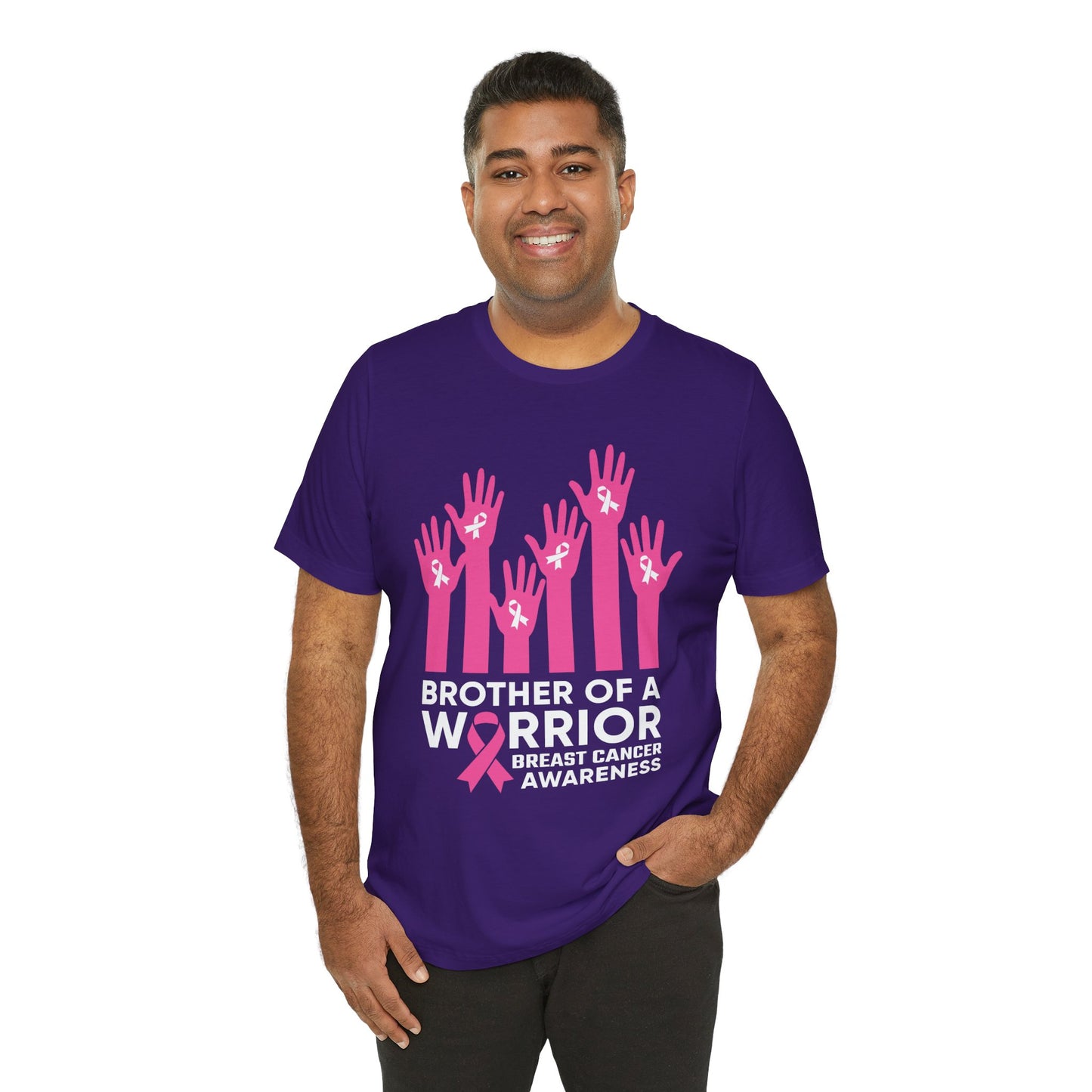 Brother of a Warrior Breast Cancer Awareness Jersey Short Sleeve Tee