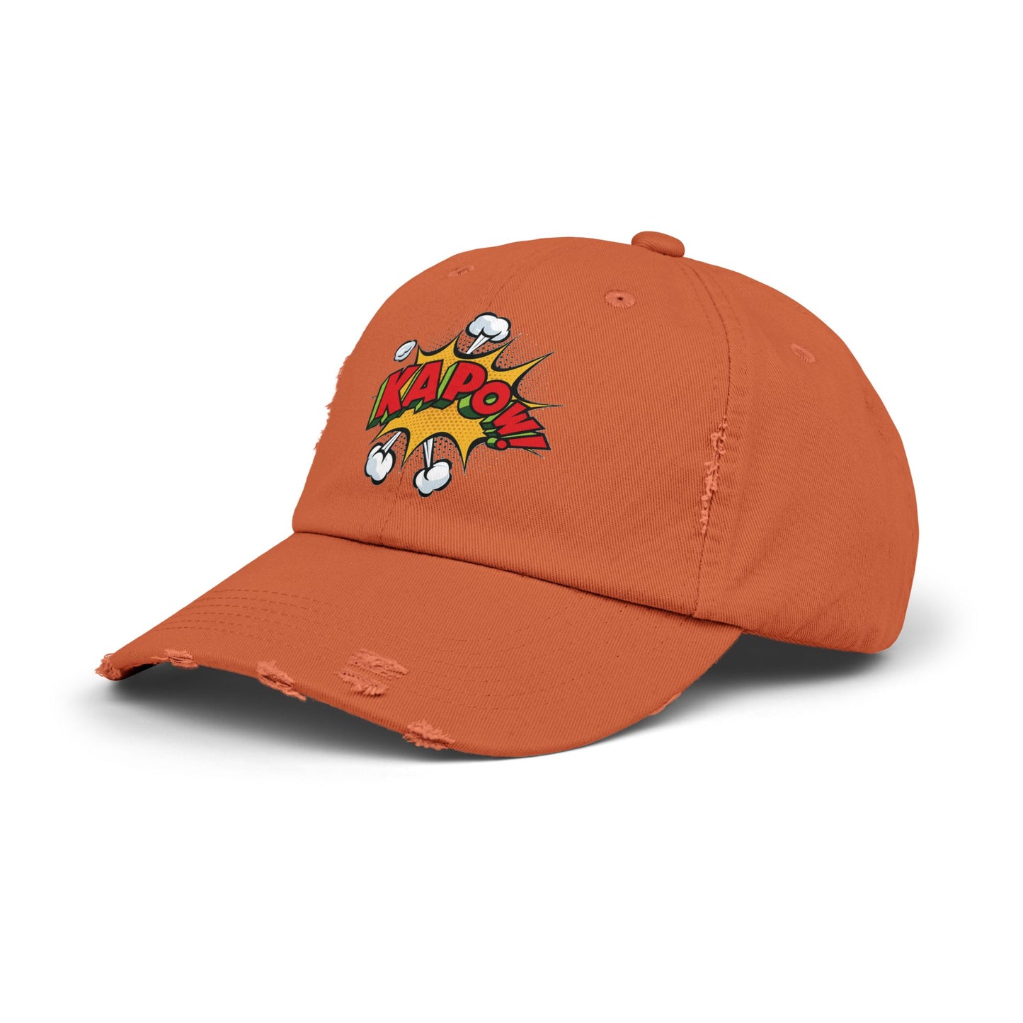 Unisex Distressed Cap - Comic Style 'KAPOW!' Graphic Hat for Bold Adventure Lovers