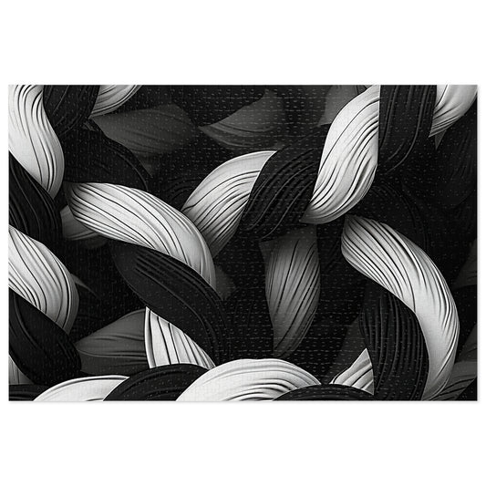 Black and White Twisted Rope  Jigsaw Puzzle (30, 110, 252, 500,1000-Piece)