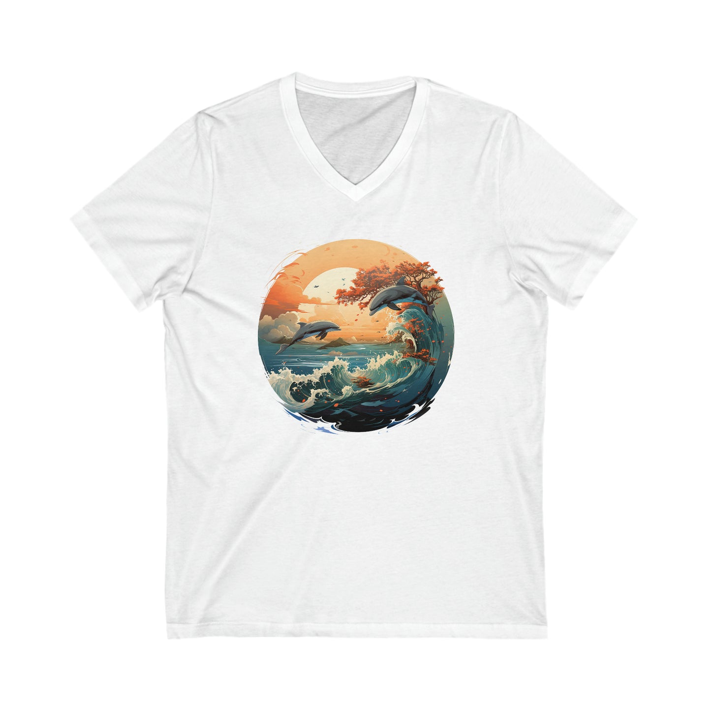 The Malloy Dolphin Collection Unisex Jersey Short Sleeve V-Neck Tee