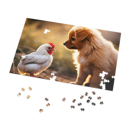 Baby Rooster and Puppy Jigsaw Puzzle (30, 110, 252, 500,1000-Piece)