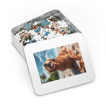 Happy Golden Retriever at the Beach  Jigsaw Puzzle (30, 110, 252, 500,1000-Piece)