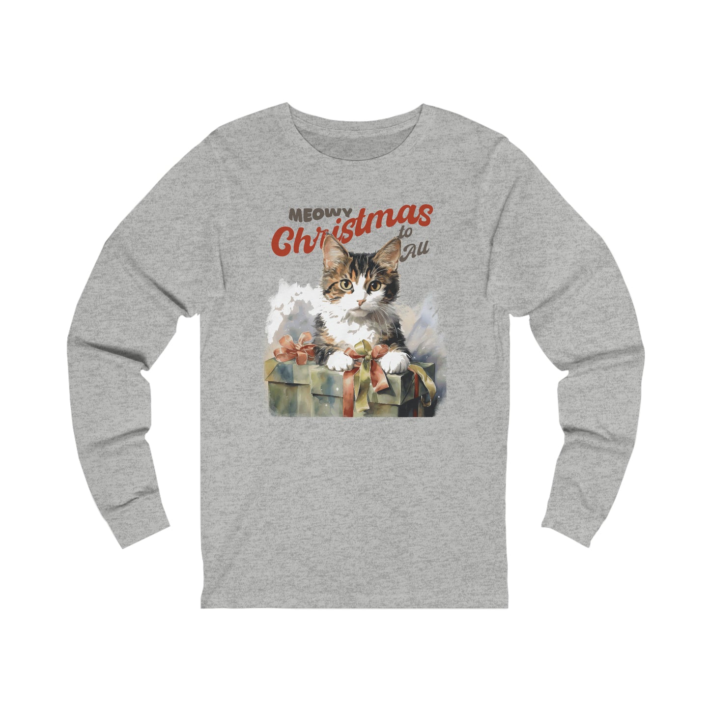 Meowy Christmas: Cute and Cozy Cat Long Sleeve T-Shirt, Ideal Gift for Cat Owners