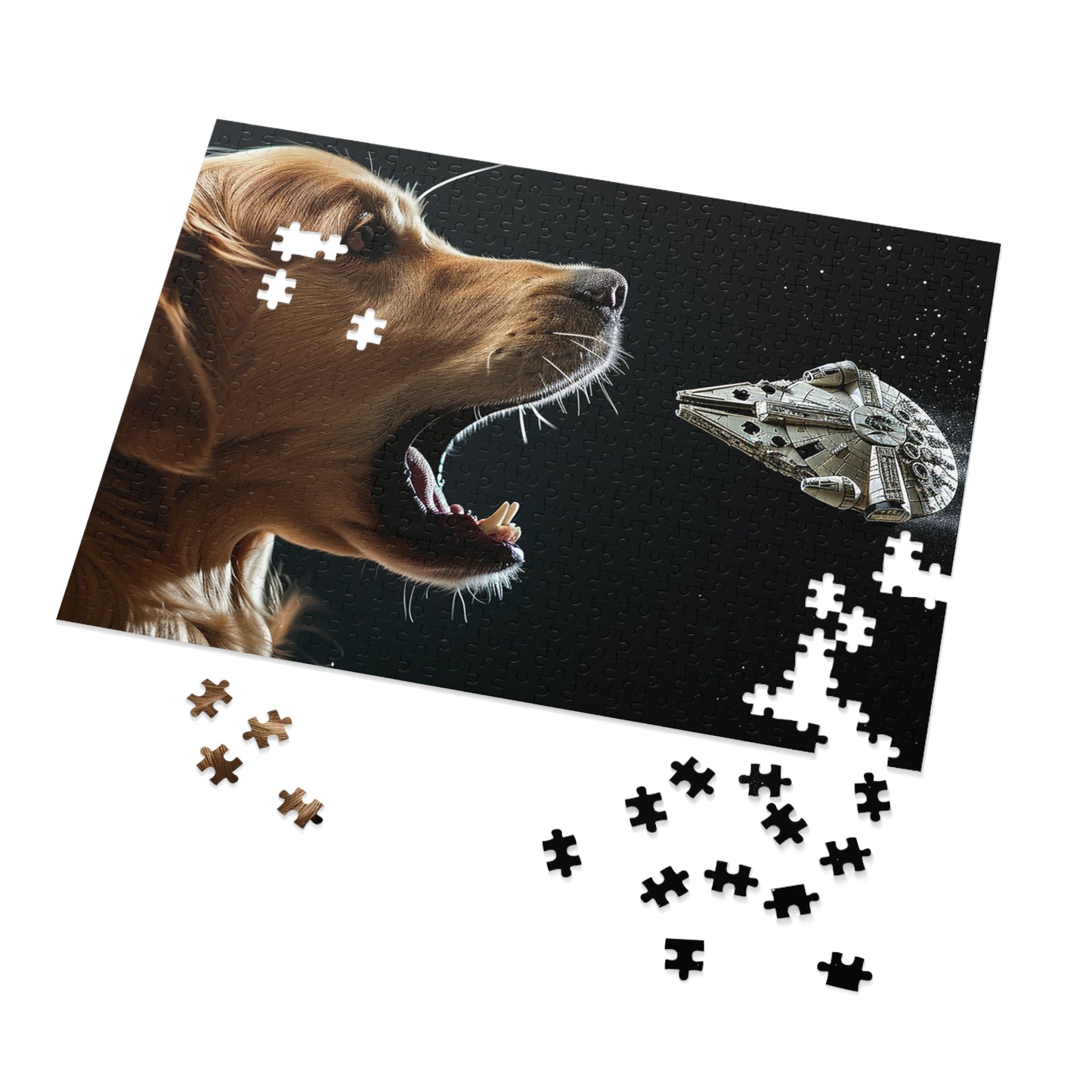 Golden Retriever vs Millennium Falcon  Jigsaw Puzzle (30, 110, 252, 500,1000-Piece)