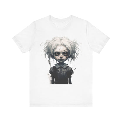 Creepy Doll Halloween Unisex Jersey Short Sleeve Tee