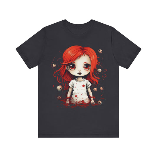 Pretty Creepy Doll Halloween Unisex Jersey Short Sleeve Tee