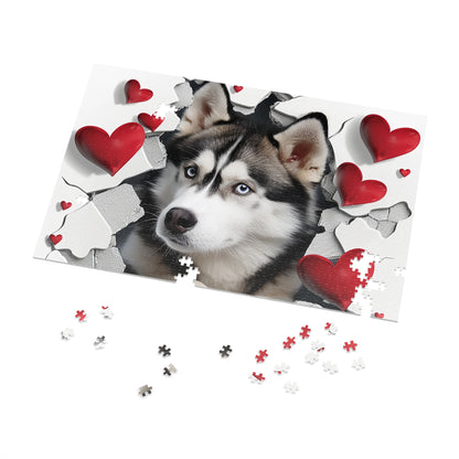 Valentine's Breakout Husky Jigsaw Puzzle (30, 110, 252, 500,1000-Piece)