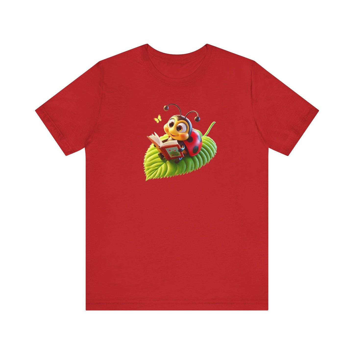 Reading Ladybug  Unisex Jersey Tee - Cute Insect Graphic Tee for Nature Lovers