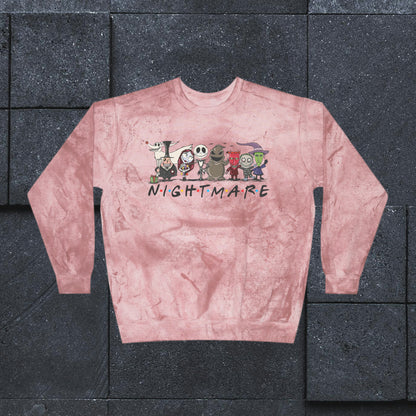 Nightmare Friends Comfort Colors Sweatshirt,  Unisex Color Blast Crewneck Sweatshirt