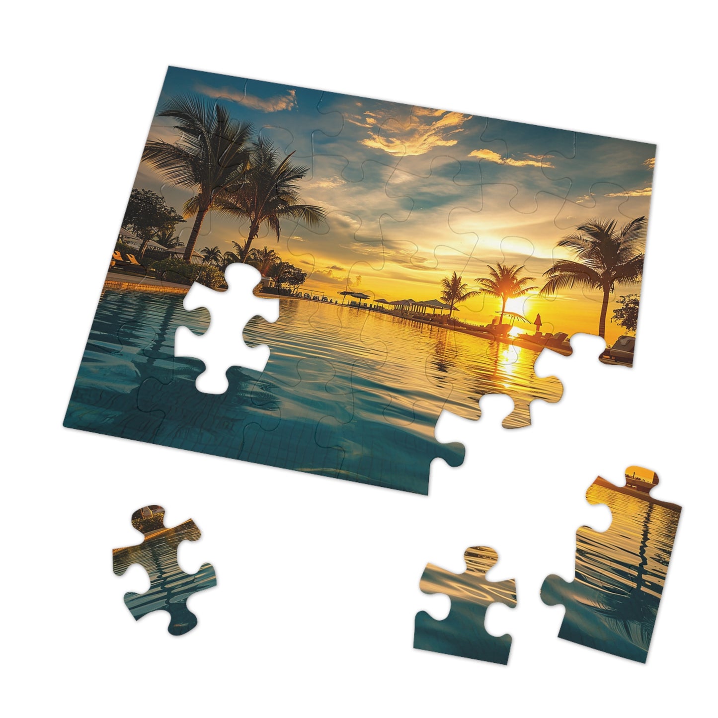 Sunset by the Pool  Jigsaw Puzzle (30, 110, 252, 500,1000-Piece)