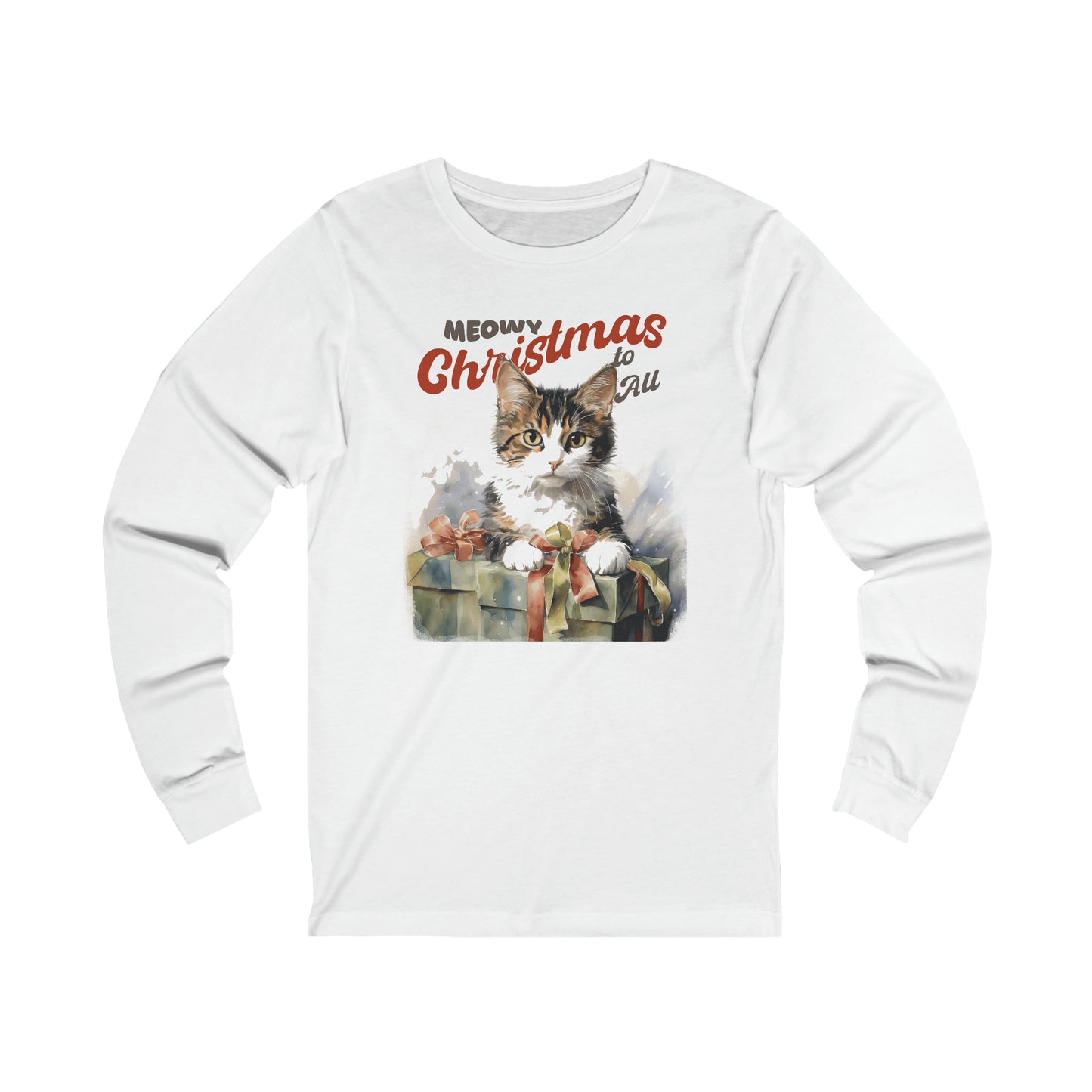 Meowy Christmas: Cute and Cozy Cat Long Sleeve T-Shirt, Ideal Gift for Cat Owners