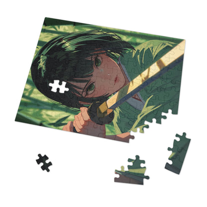 Green Eyed Japanese Anime Warrior  Jigsaw Puzzle (30, 110, 252, 500,1000-Piece)