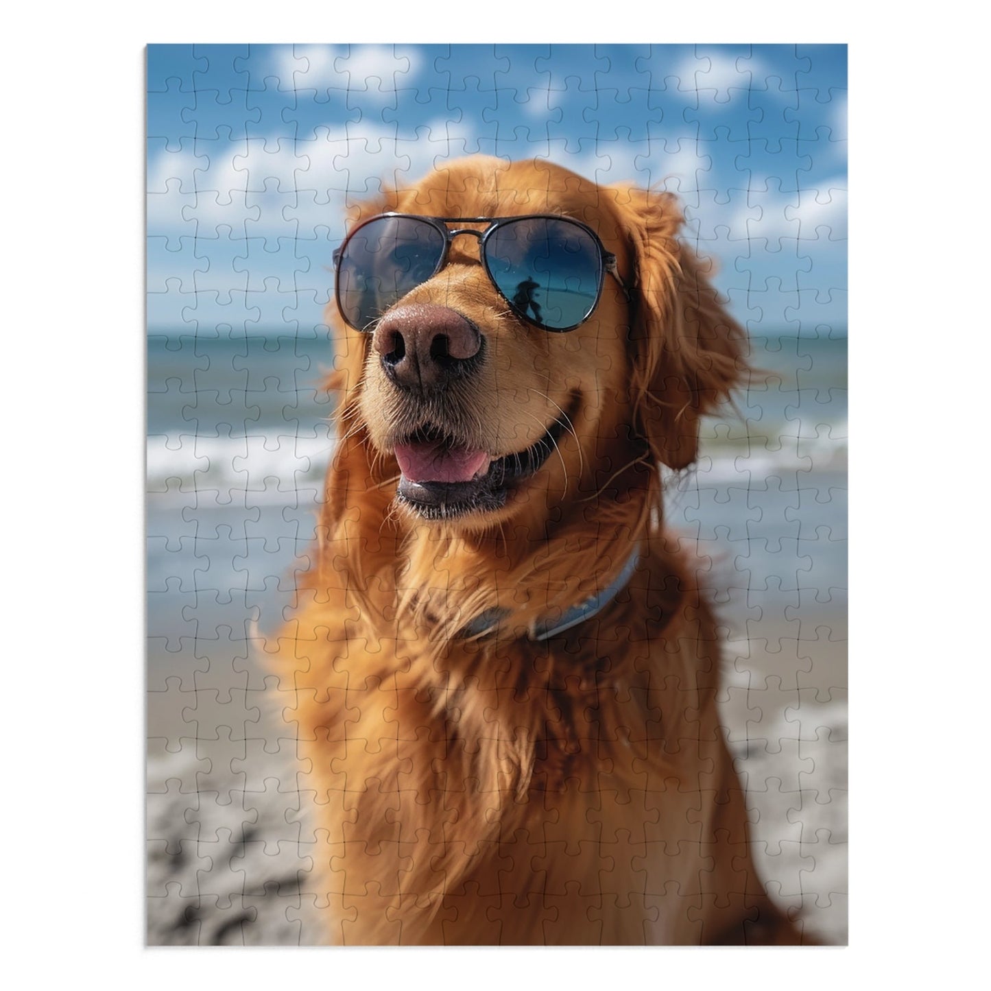 Golden Retriever Sunny at the Beach  Jigsaw Puzzle (30, 110, 252, 500,1000-Piece)