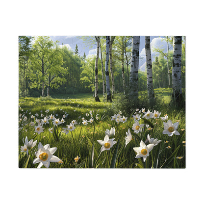 Birch Trees and Daffodils  Jigsaw Puzzle (30, 110, 252, 500,1000-Piece)