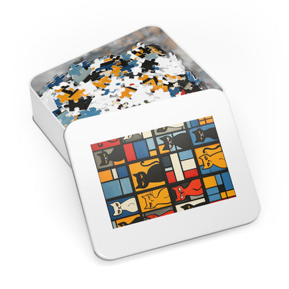 Abstract Cat Blocks Jigsaw Puzzle (30, 110, 252, 500,1000-Piece)