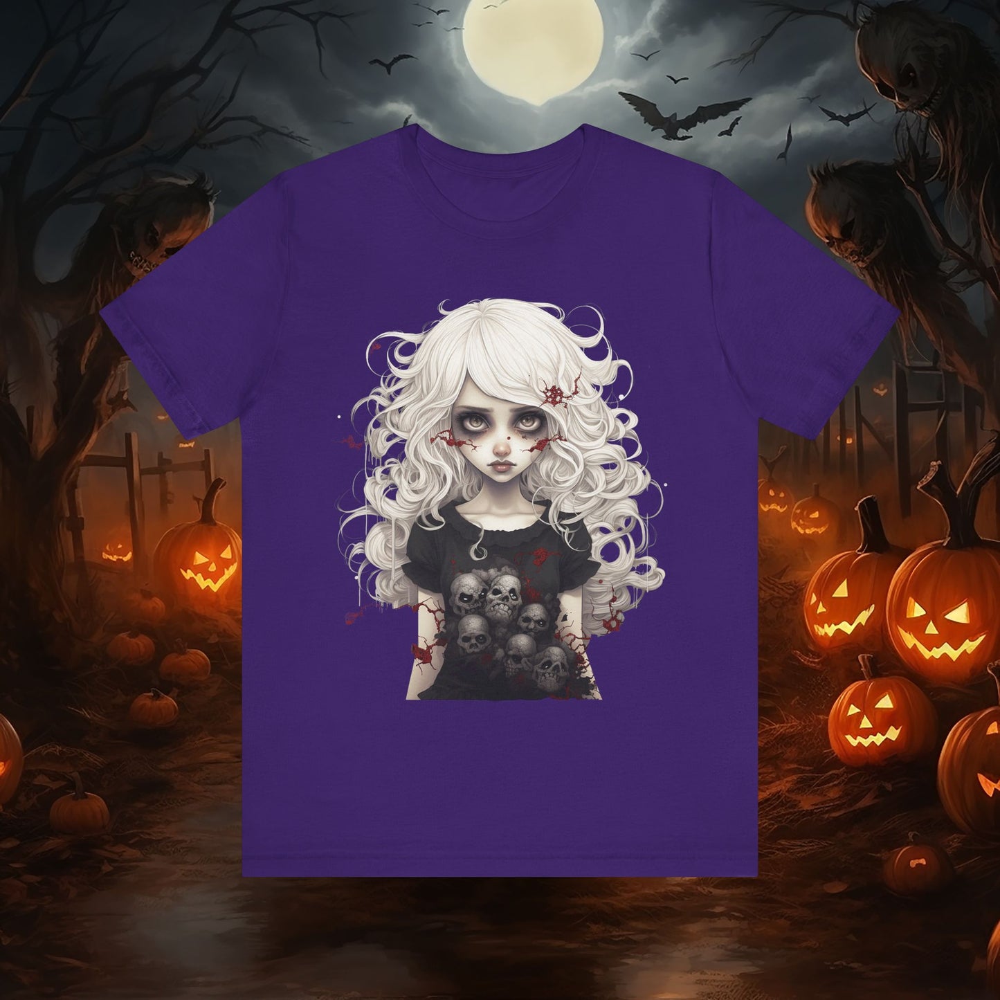 Creepy Doll Halloween Unisex Jersey Short Sleeve Tee