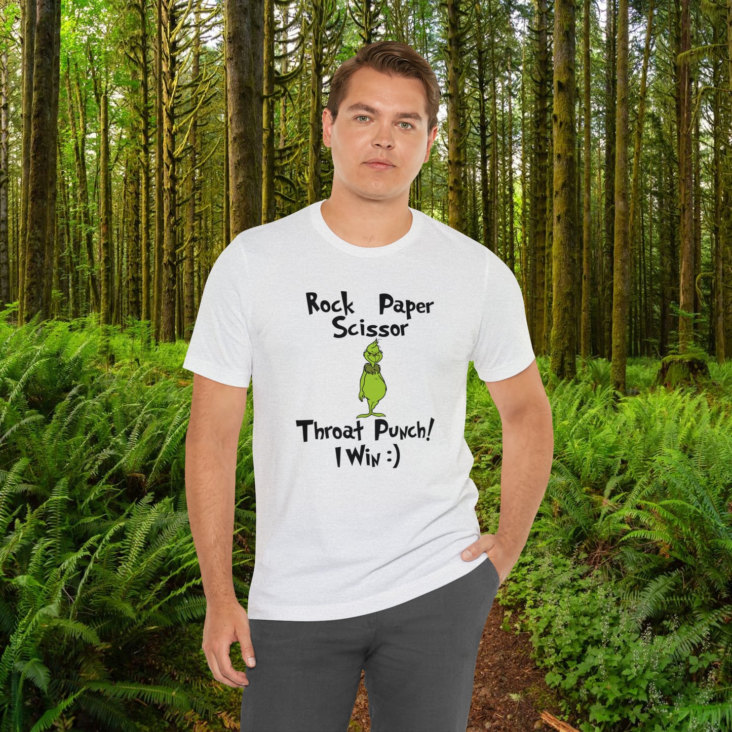 Rock Paper Scissors Throat Punch!  Grinch Jersey Short Sleeve Tee