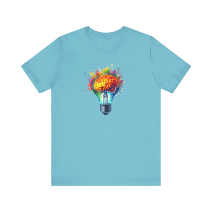 Light Bulb Moment- Unisex Jersey Short Sleeve Shirt with Colorful Idea Design