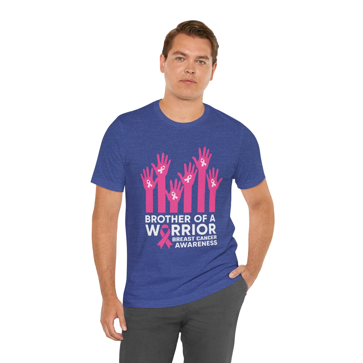 Brother of a Warrior Breast Cancer Awareness Jersey Short Sleeve Tee