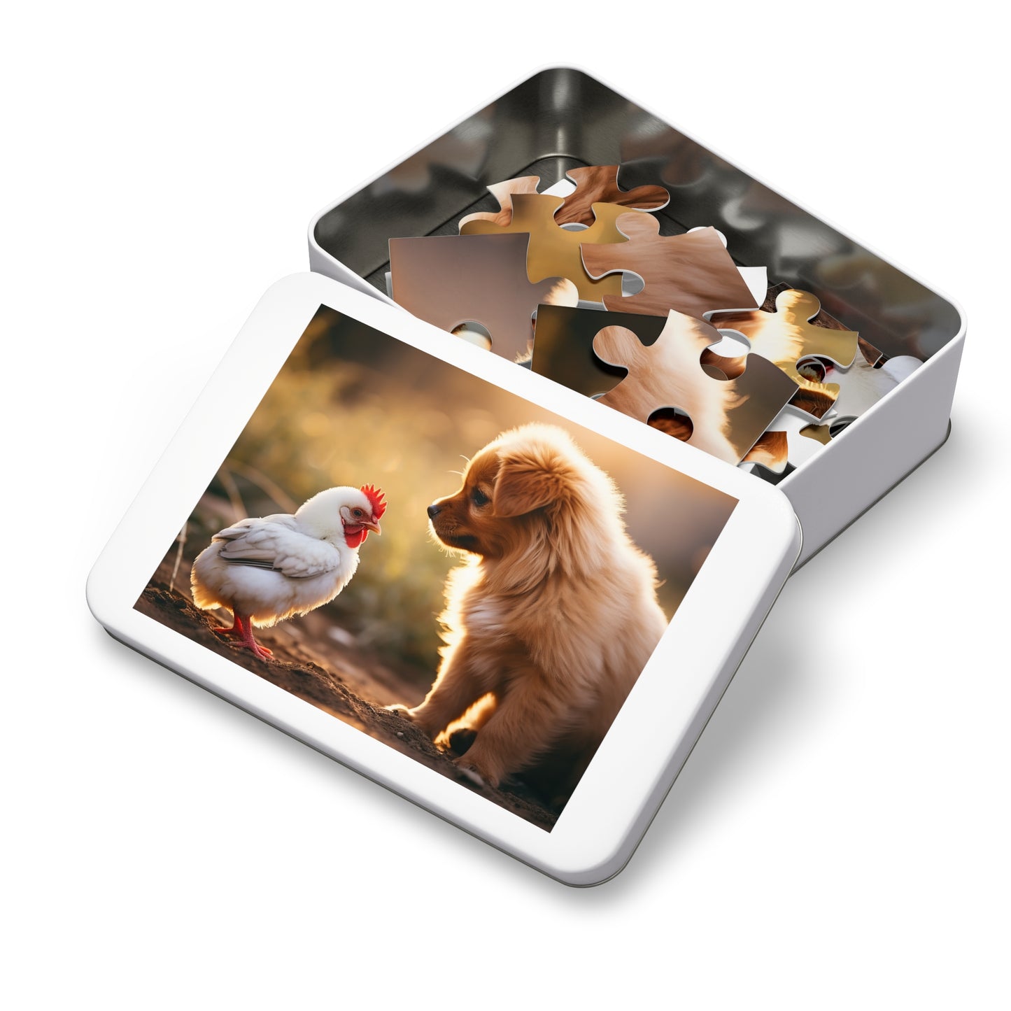 Baby Rooster and Puppy Jigsaw Puzzle (30, 110, 252, 500,1000-Piece)