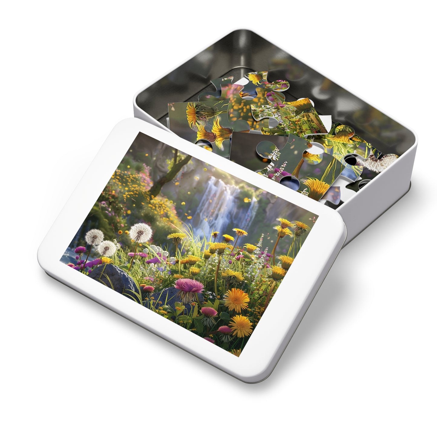 Dandelions by a Waterfall  Jigsaw Puzzle (30, 110, 252, 500,1000-Piece)