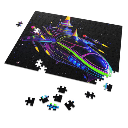 Neon Spaceship Jigsaw Puzzle (30, 110, 252, 500,1000-Piece)