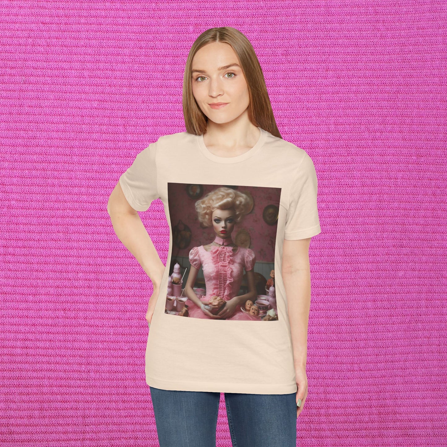 Creepy Barbie Doll Unisex Jersey Short Sleeve Tee
