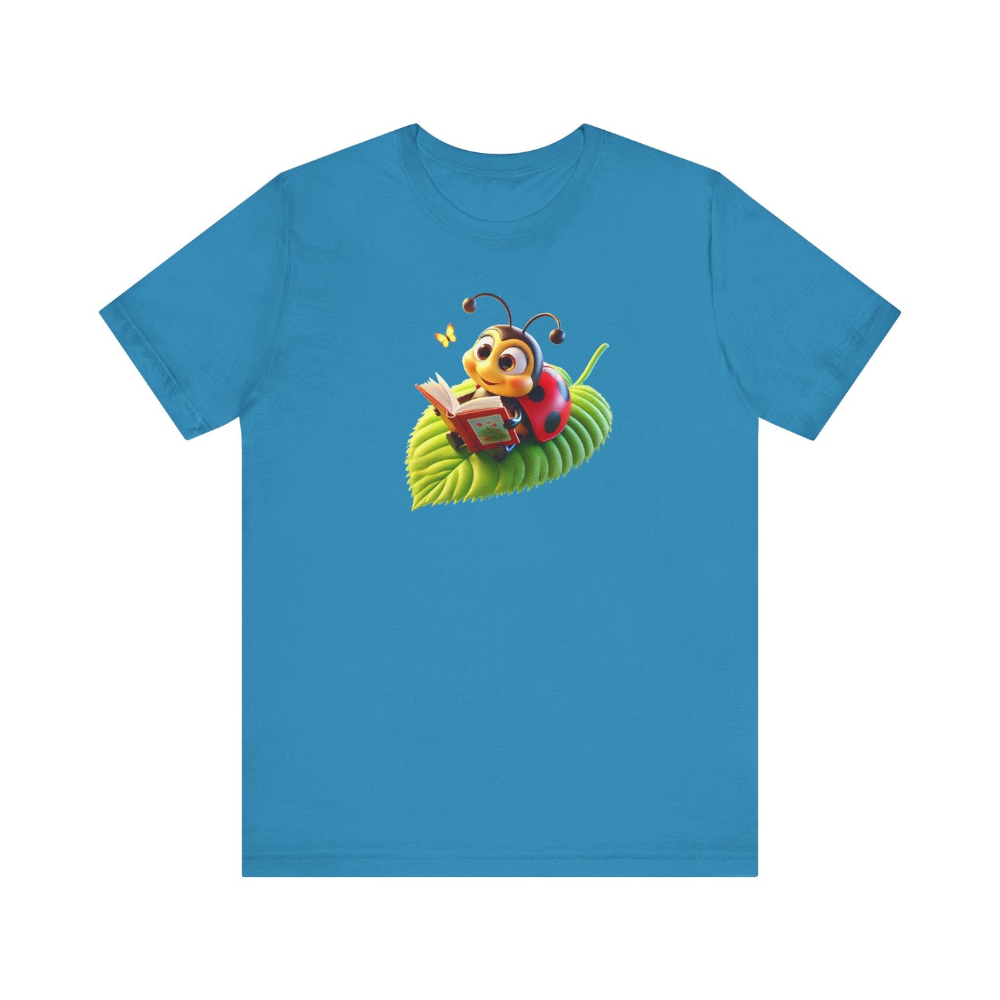 Reading Ladybug  Unisex Jersey Tee - Cute Insect Graphic Tee for Nature Lovers