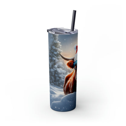 Christmas Cow  Skinny Tumbler with Straw, 20oz