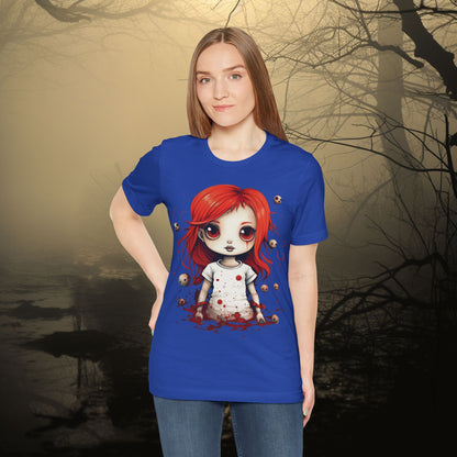 Pretty Creepy Doll Halloween Unisex Jersey Short Sleeve Tee