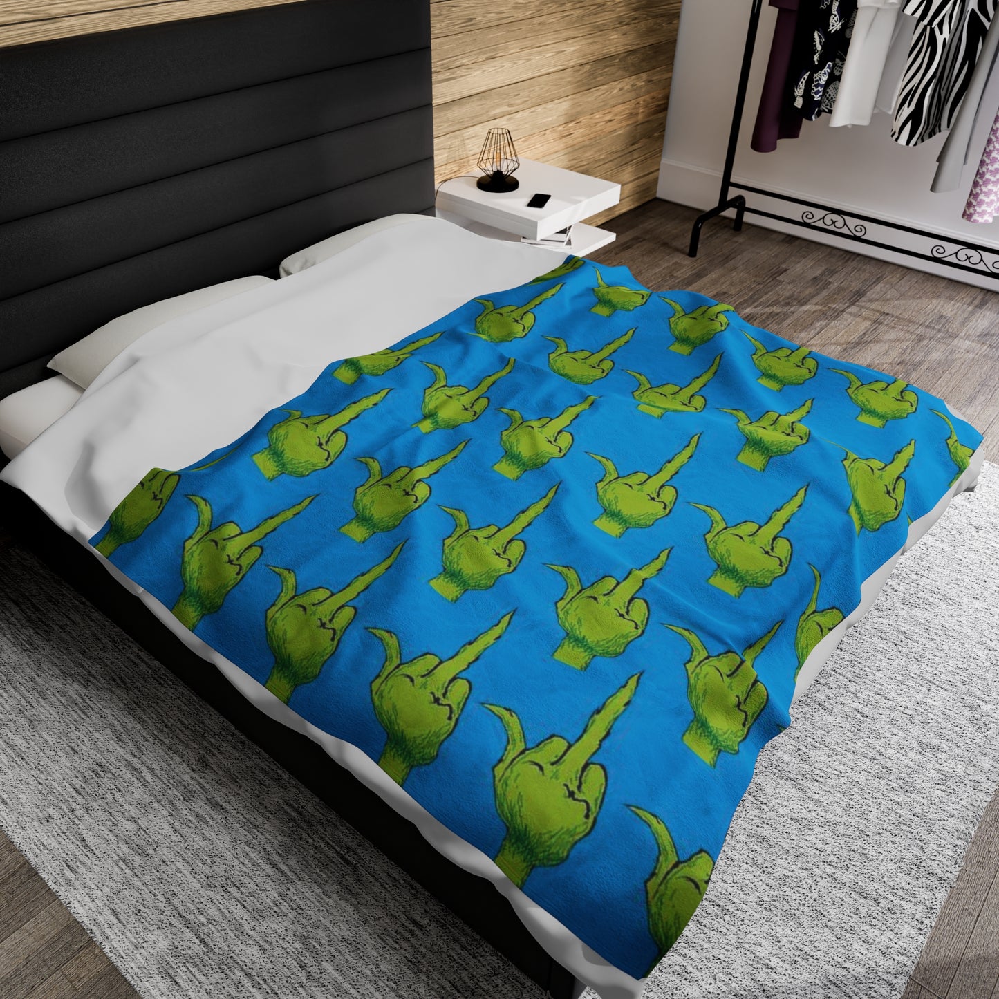 Grinch Bird  Velveteen Plush Blanket