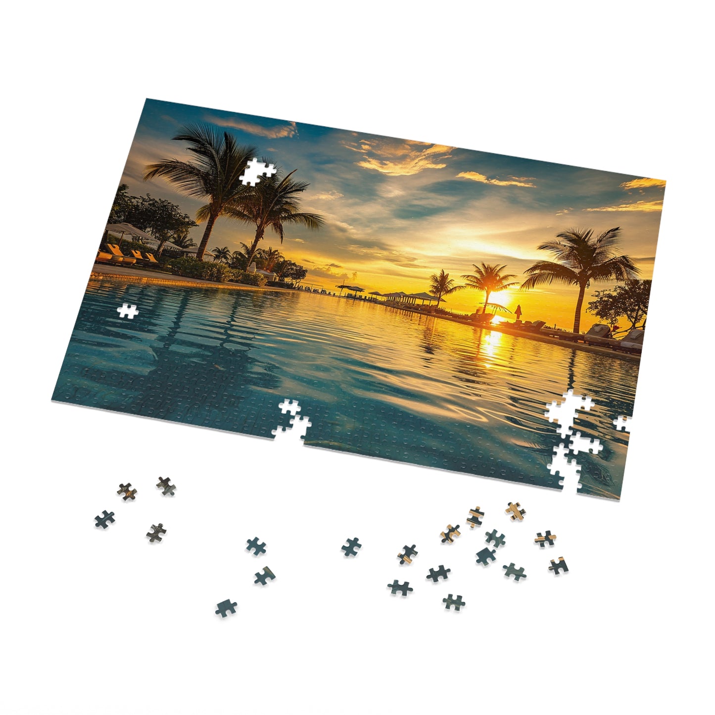 Sunset by the Pool  Jigsaw Puzzle (30, 110, 252, 500,1000-Piece)