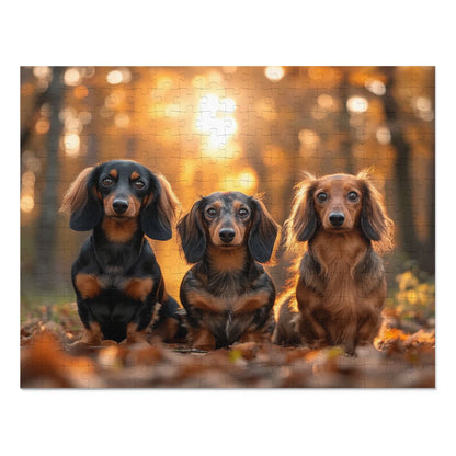 Three Dachshund Pups in Autumn Jigsaw Puzzle (30, 110, 252, 500,1000-Piece)