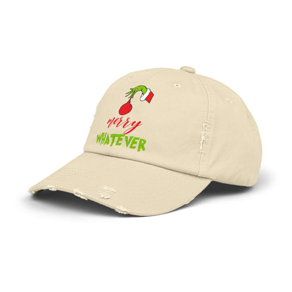 Merry Whatever Distressed Cap - Unisex Holiday Hat