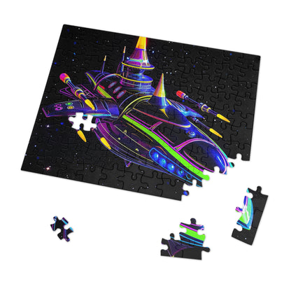 Neon Spaceship Jigsaw Puzzle (30, 110, 252, 500,1000-Piece)