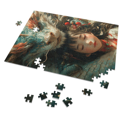 Anime A Girl and her Dragon  Jigsaw Puzzle (30, 110, 252, 500,1000-Piece)