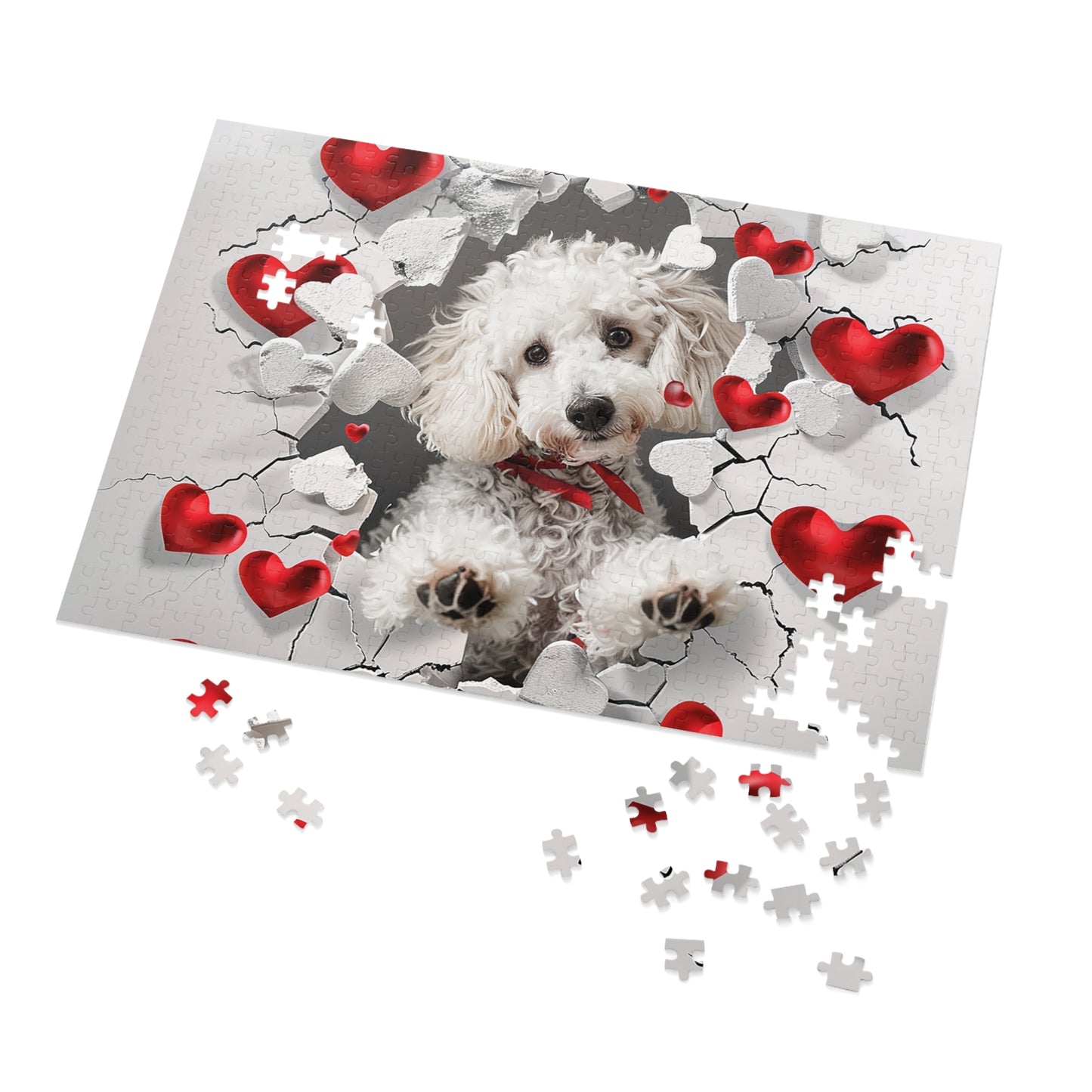 Valentine's Breakout Poodle Jigsaw Puzzle (30, 110, 252, 500,1000-Piece)