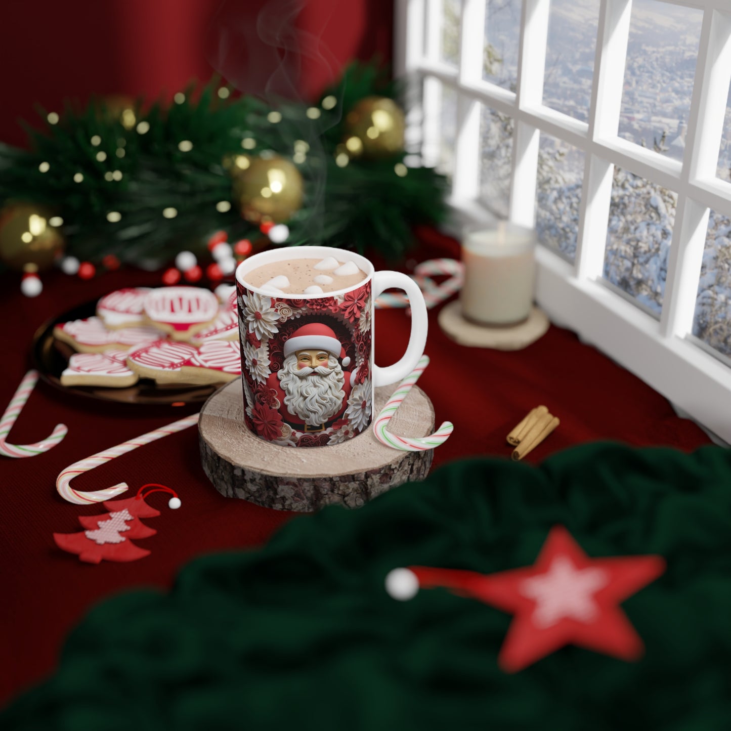 Santa Christmas Coffee Cup, Ceramic Christmas Coffee Mug