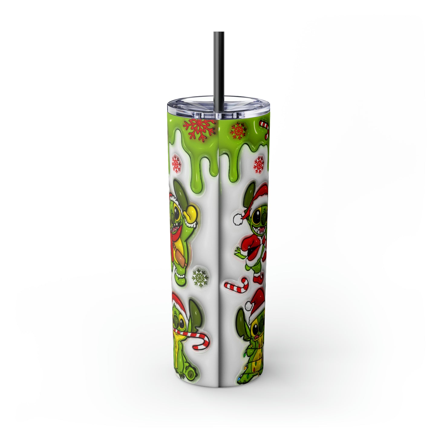 Lilo and Stitch Grinch Mode  Skinny Tumbler with Straw, 20oz